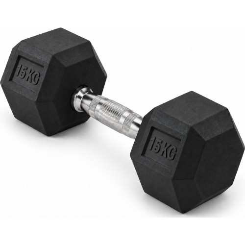 HEX PRO Rubber Dumbbell - 15 kg