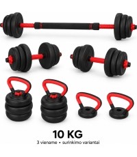 Adjustable Dumbbell, Barbell & Kettlebell 3-in-1 Set - 10 kg