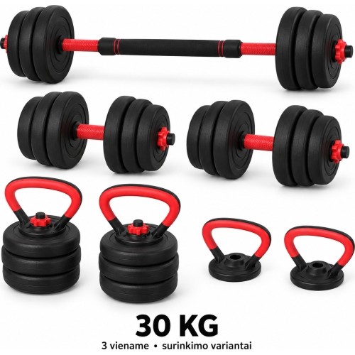 Adjustable Dumbbell, Barbell & Kettlebell 3-in-1 Set - 30kg