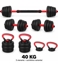Adjustable Dumbbell, Barbell & Kettlebell 3-in-1 Set - 40kg