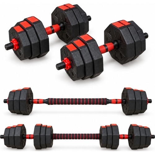 Adjustable HEX Dumbbell & Barbell 2-in-1 Set - 30kg