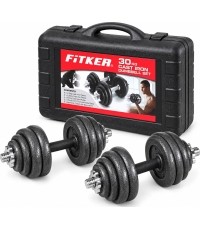 Adjustable Cast Iron Dumbbell Set with Carry Case - 15 kg