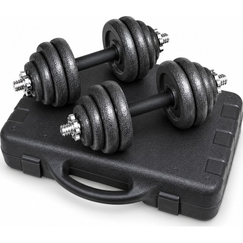 Adjustable Cast Iron Dumbbell Set with Carry Case - 15 kg