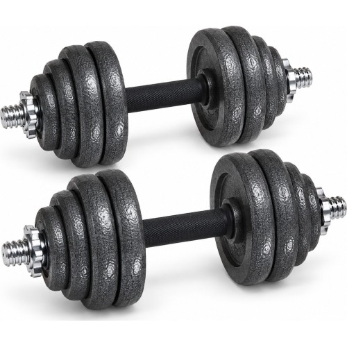 Adjustable Cast Iron Dumbbell Set with Carry Case - 20 kg
