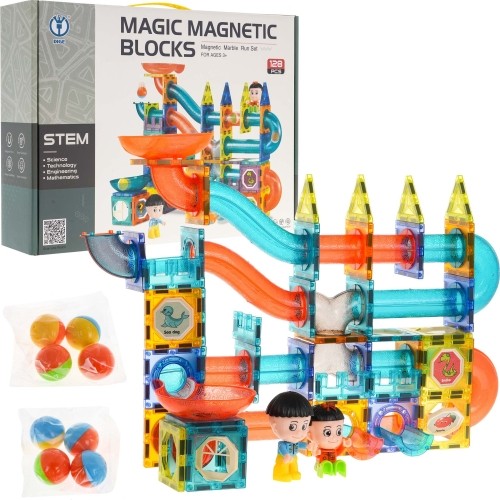 Zestaw klocków magnetycznych, 128 elementów
