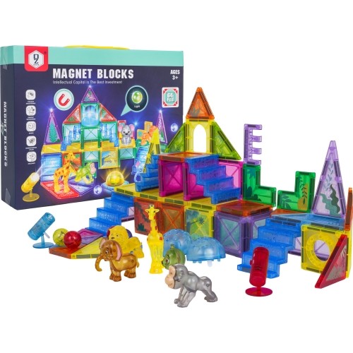 3D ZOO Magnetic Blocks Set 64 pcs.