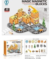 Magnetyczny zestaw klocków Plac Budowy, 48 szt.