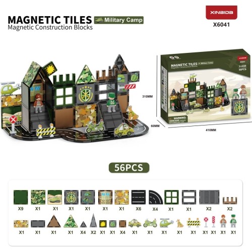 Klocki magnetyczne Army, 56 el.