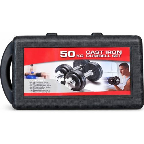 Regulowany zestaw żeliwnych hantli FiTKER® z torbą - 50kg