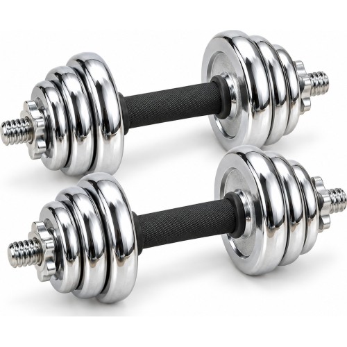 Zestaw hantli chromowanych FiTKER® z torbą transportową - 30kg