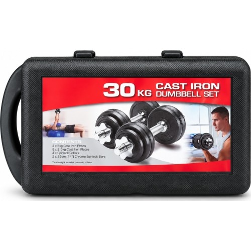 Regulowany zestaw żeliwnych hantli FiTKER® z torbą - 30kg