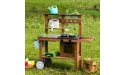 Kuchnia błotna dla dzieci z akcesoriami, drewno jodłowe ECOTOYS