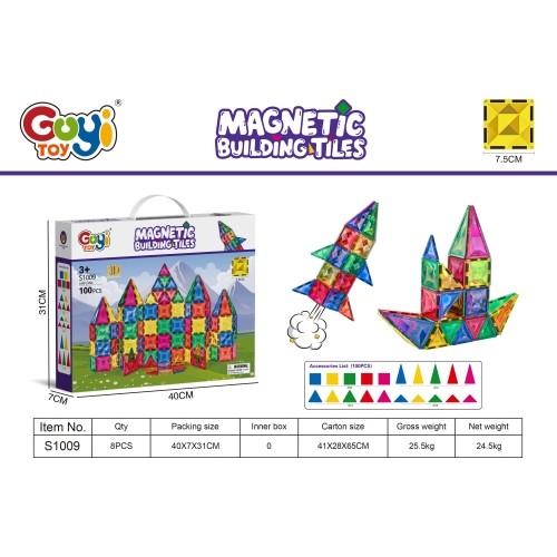Zestaw klocków magnetycznych, 100 szt.