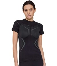 Women's Short-Sleeve Performance Shirt Brubeck Dry SS1465W - Czarny/grafitowy