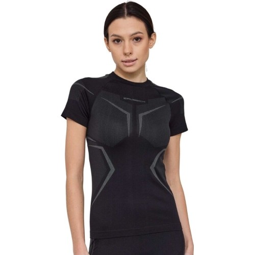 Women's Short-Sleeve Performance Shirt Brubeck Dry SS1465W - Czarny/grafitowy