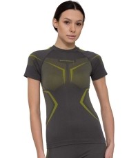 Women's Short-Sleeve Performance Shirt Brubeck Dry SS1465W - Grey/Lime