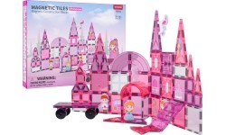 Różowy zestaw magnetycznych klocków Princess, 58 szt.