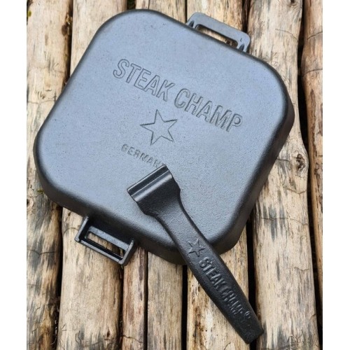 Żeberkowana patelnia żeliwna ze zdejmowaną rączką Steak Champ