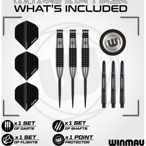 Rzutki stalowe Winmau Blackout 2, 90% tungsten