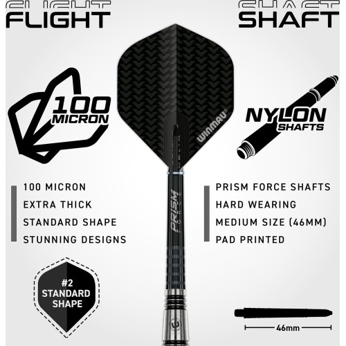 Rzutki stalowe Winmau Blackout 2, 90% tungsten