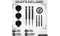 Rzutki Winmau Blackout ze stalowym grotem, 90% wolframu, 25 g