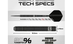 Rzutki Winmau Blackout ze stalowym grotem, 90% wolframu, 25 g