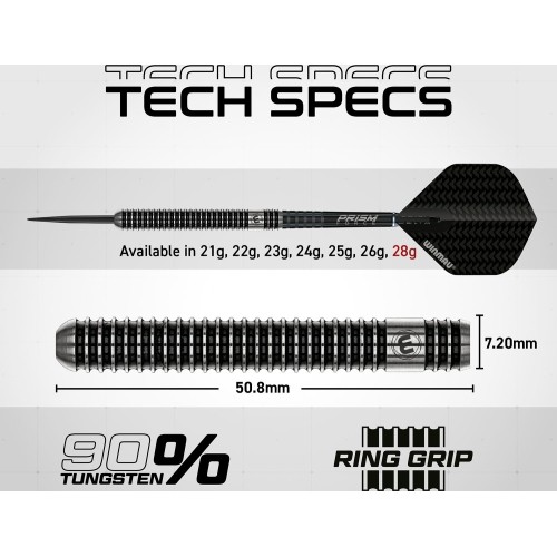 Rzutki Winmau Blackout 1 ze stalowym grotem 90% wolframu 28g