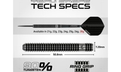 Rzutki Winmau Blackout 1 ze stalowym grotem 90% wolframu 28g