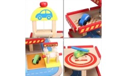 Drewniany garaż, duży parking z windą + samochody Ecotoys