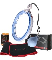 Zestaw magnetycznego hula-hoop HHM15 z obciążeniem i licznikiem HMS, niebieski + podparcie talii BR163, czerwone