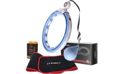 Zestaw magnetycznego hula-hoop HHM15 z obciążeniem i licznikiem HMS, niebieski + podparcie talii BR163, czerwone