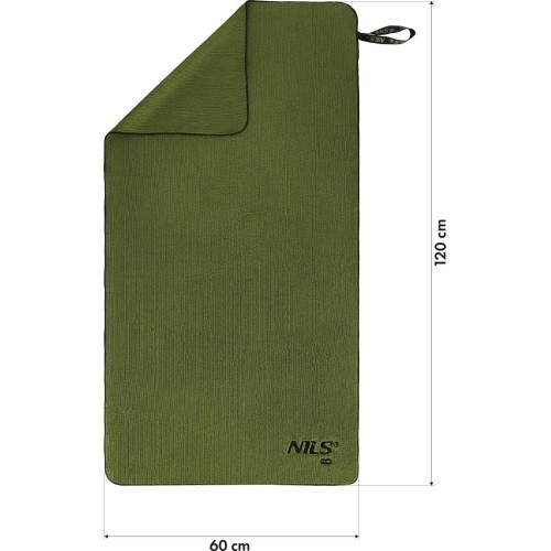 Ręcznik z mikrofibry NCR15, wojskowy khaki, 120 x 60 cm, Nils Camp