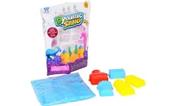 Blue kinetic sand with 5 castle-shaped moulds