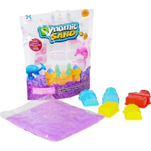 Purple kinetic sand with 5 castle-shaped moulds