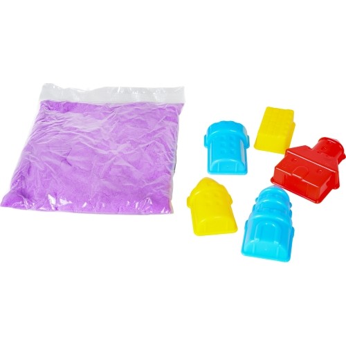 Purple kinetic sand with 5 castle-shaped moulds