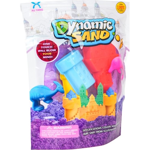 Purple kinetic sand with 5 castle-shaped moulds