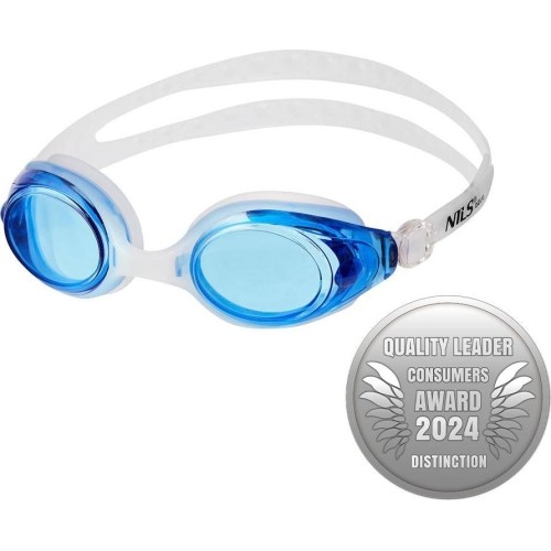 Okulary pływackie Nils Aqua NQG600AF, biało-niebieskie