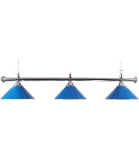 Chromowana lampa bilardowa z 3 kloszami Buffalo, niebieska, 150 cm
