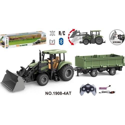Green Tractor with Trailer R/C 1:20