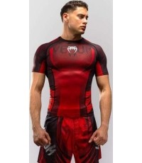 Venum Galactic 3.0 Short Sleeve Rashguard - Red/Silver