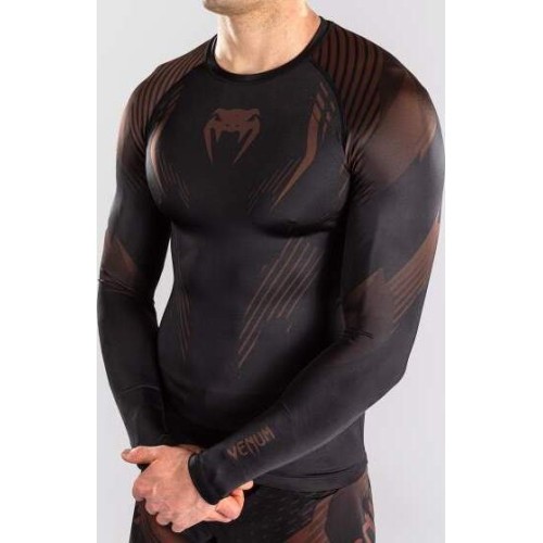 Venum No-Gi 6.0 Long Sleeve Rashguard - Black/Brown