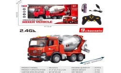 Red R/C concrete mixer with lights and sound function