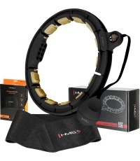 SET HULA HOOP HHM13 BLACK/GOLD WITH WEIGHT + COUNTER HMS + WAIST SUPPORT BR163 BLACK