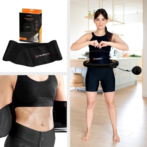 SET HULA HOOP HHM13 BLACK/GOLD WITH WEIGHT + COUNTER HMS + WAIST SUPPORT BR163 BLACK