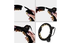 SET HULA HOOP HHM13 BLACK/GOLD WITH WEIGHT + COUNTER HMS + WAIST SUPPORT BR163 BLACK