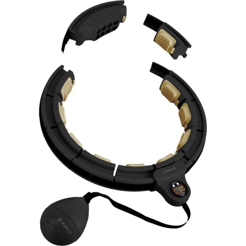 SET HULA HOOP HHM13 BLACK/GOLD WITH WEIGHT + COUNTER HMS + WAIST SUPPORT BR163 BLACK