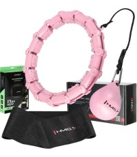 SET HULA HOOP HHW11 LIGHT PINK WITH WEIGHT + WAIST SUPPORT BR163 BLACK PLUS SIZE HMS