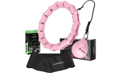 SET HULA HOOP HHW11 LIGHT PINK WITH WEIGHT + WAIST SUPPORT BR163 BLACK PLUS SIZE HMS