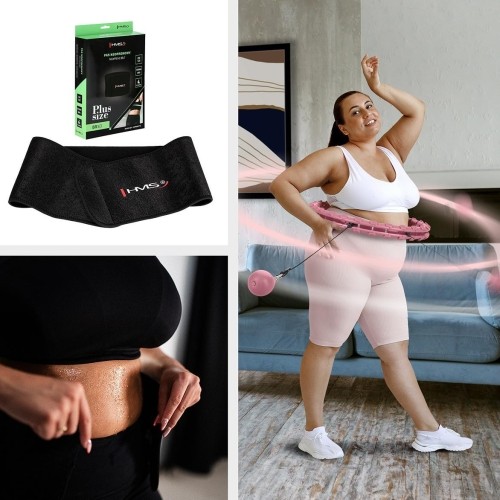 SET HULA HOOP HHW11 LIGHT PINK WITH WEIGHT + WAIST SUPPORT BR163 BLACK PLUS SIZE HMS