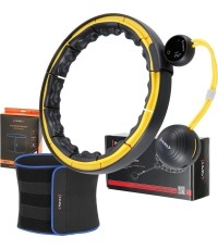 SET HULA HOOP MAGNETIC BLACK/YELLOW HHM21 WITH WEIGHT + COUNTER HMS + SLIMMING BELT BR1313